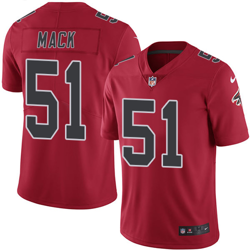 Nike Falcons #51 Alex Mack Red Youth Stitched NFL Limited Rush Jersey